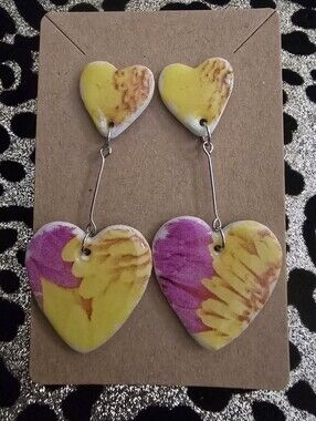 Hand Crafted Floral Heart Drop Earrings